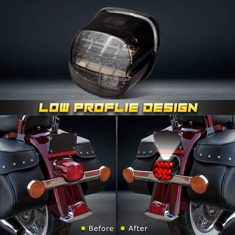 NTHREEAUTO Smoked LED Rear Tail Light Motorcycle Taillights Brake Driving Compatible with Harley Dyna Road King Electra Glide Street Bob Touring - Image 4